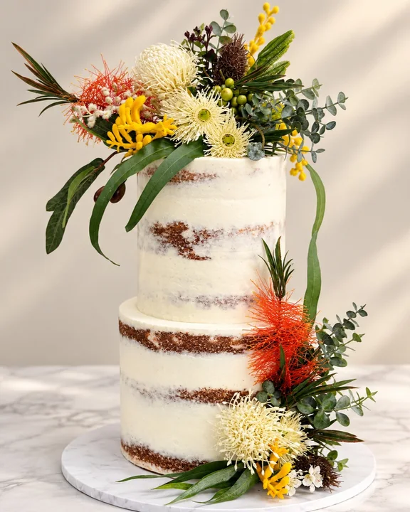 A semi naked finish adorned with Australian Natives!
#odettescakesandcookies
#perthweddingcakes
#perthweddingcake
#perthweddingcakedesigner
#weddingcakesperth
#weddingcakeperth
#seminakedcake
#australiannatives